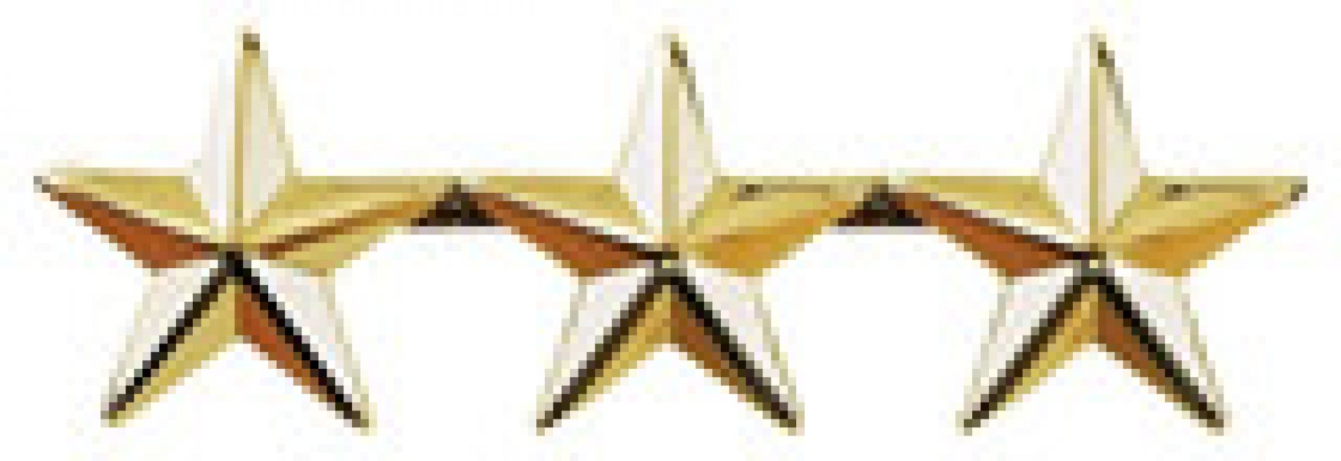 3 - STAR COLLAR PINS, 1" TALL - SOLD in PAIRS.